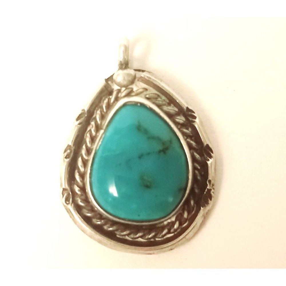 Native American Navajo Turquoise Sterling Pendant (1558)